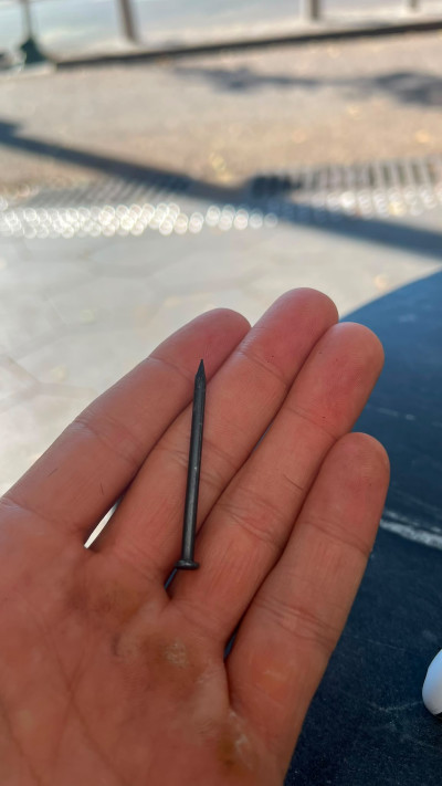 גודל המסמר שנכנס לרגלו של מאיר תמם (צילום: פרטי)