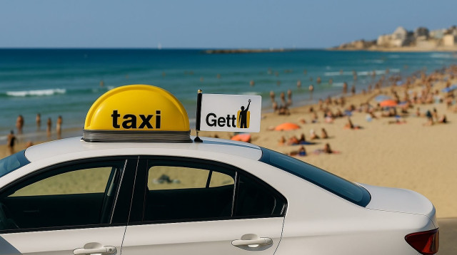 מונית Gett בחוף (צילום: בינה מלאכותית)