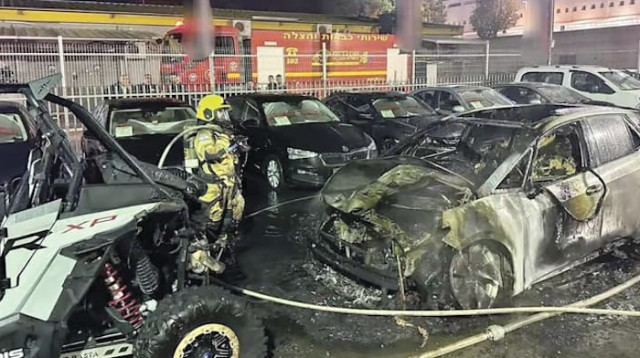 שריפת מכוניות במסגרת פרוטקשן (צילום: כב"ה צפון)