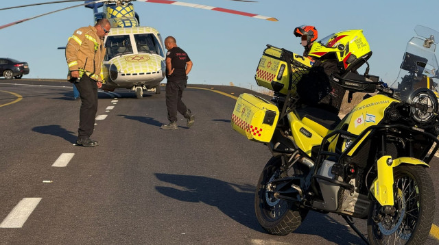 אופנוע מד"א, מסוק חילוץ (צילום: תיעוד מבצעי מד"א)