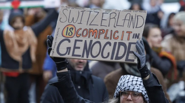 הפגנה פרו-פלסטינית בשווייץ (צילום: צילום מסך לפי סעיף 27א)