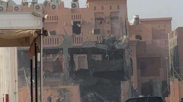 מוקד הפיצוץ בקטאר (צילום: רשתות ערביות)