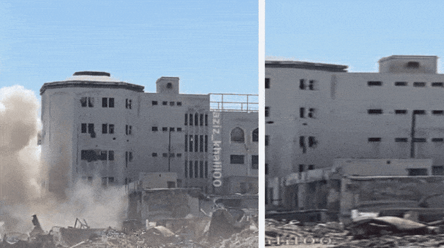 פיצוץ האוניברסיטה בעזה (צילום: רשתות חברתיות)