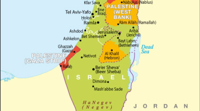 מפת ישראל ו"פלסטין" החדשה באתר הממשלה הבריטית (צילום: צילום מסך)