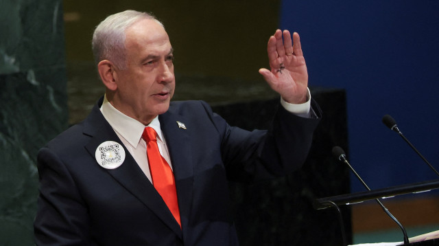 בנימין נתניהו נואם באו"ם (צילום: רויטרס)