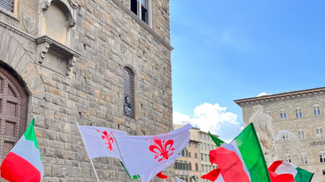 הפגנה בפירנצה (צילום: נועם גולדפינגר)