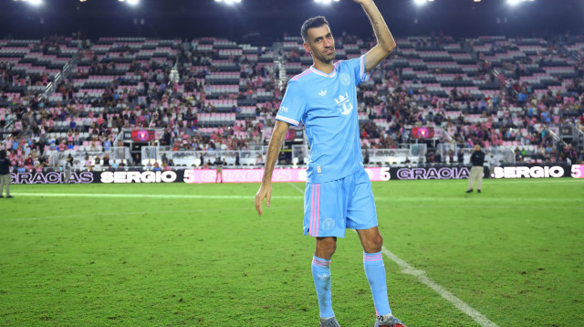 סרחיו בוסקטס, אינטר מיאמי, בטקס שנערך לכבודו (צילום: GettyImages)