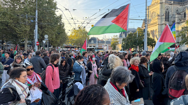 הפגנה פרו פלסטינית בברן, שוויץ (צילום: רויטרס)