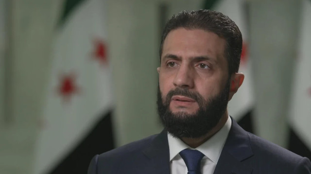 נשיא סוריה אחמד א-שרע ב-"60 דקות" (צילום: צילום מסך CBS)