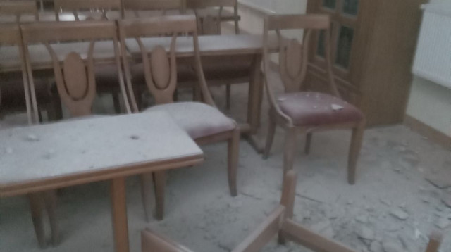 הפגיעה בבית הכנסת בחרסון (צילום: יח"ץ הקהילה היהודית באוקראינה)