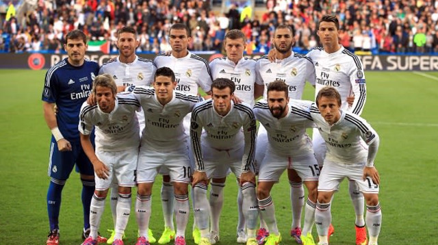 שחקני ריאל בסופר קאפ האירופאי עונת 2014/15 (צילום: Nick Potts - PA Images)