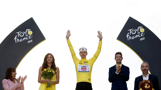 טאדיי פוגצ'אר רוכב אופניים סלובני, טור דה פראנס 2025 (צילום: רויטרס)