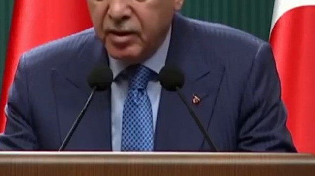 נשיא טורקיה רג'יפ טאיפ ארדואן במסיבת עיתונאים (צילום: צילום מסך לפי סעיף 27א)