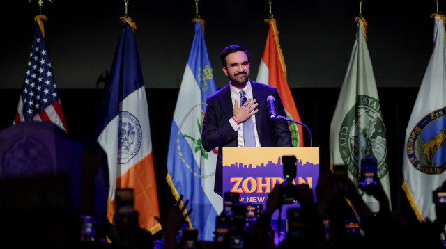 זוהרן ממדאני בנאום הניצחון בבחירות (צילום: רויטרס)