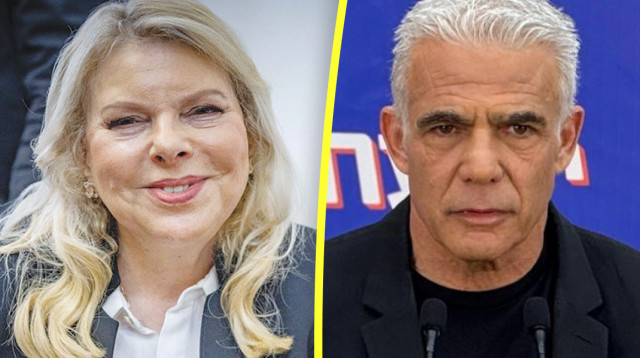 יאיר לפיד, שרה נתניהו (צילום: דוברות יש עתיד,חיים גולדברג פלאש 90)