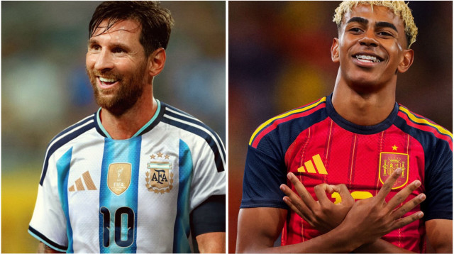 מסי ולאמין ימאל במדים החדשים (צילום: ADIDAS)