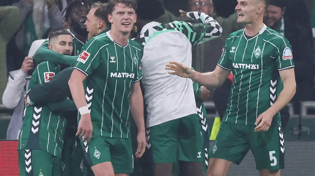 שחקני ורדר ברמן חוגגים (צילום: GettyImages, Selim Sudheimer)