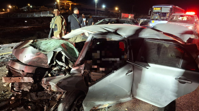 תאונה קטלנית בסמוך למושב מעון בכביש 317 (צילום: תיעוד מבצעי מד"א)