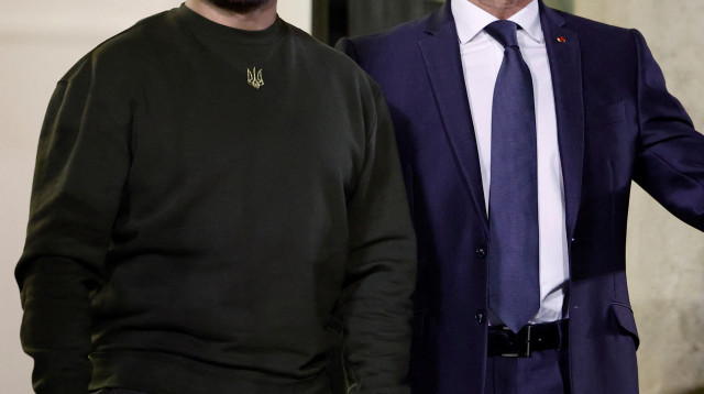 עמנואל מקרון, וולודימיר זלנסקי (צילום: REUTERS/Sarah Meyssonnier)