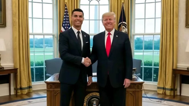 כריסטיאנו רונאלדו והנשיא דונאלד טראמפ (צילום: צילום מסך, X (טוויטר))