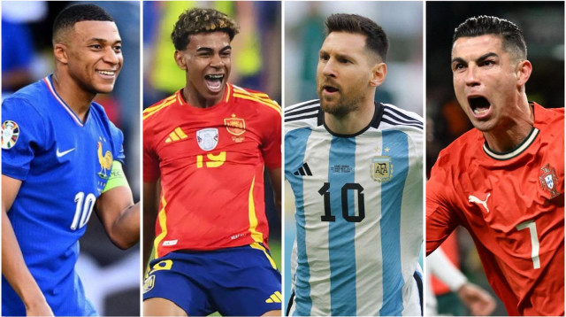 כריסטיאנו רונאלדו, ליאו מסי, לאמין ימאל וקיליאן אמבפה (צילום: gettyimages)