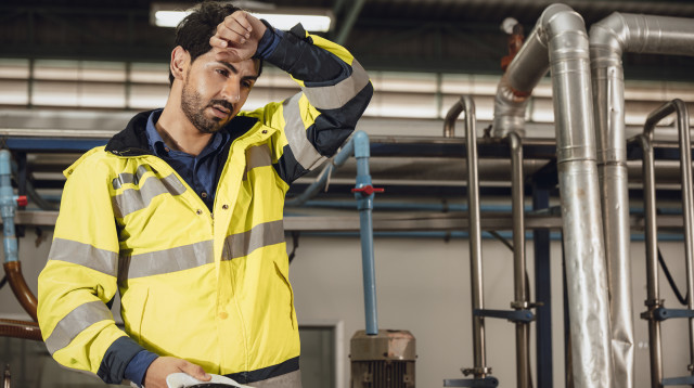 אדם מזיע בעבודה, אילוסטרציה (צילום: אינג'אימג')