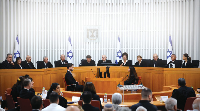 שופטי העליון בטקס הפרידה מיוסף אלרון ספטמבר 2025 (צילום: יונתן זינדל, פלאש 90)