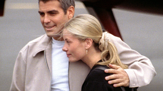 ג׳ורג׳ קלוני ובת הזוג סלין ב1997 (צילום: רויטרס)