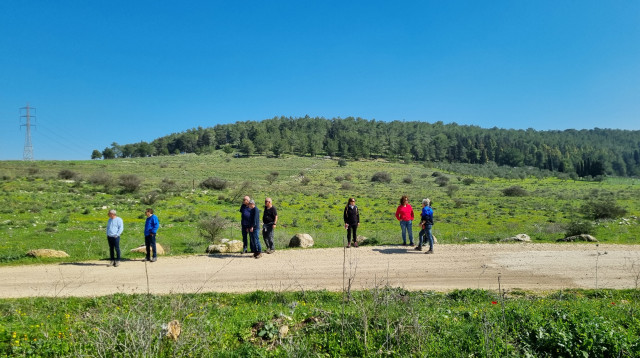 מטיילים וכלניות בעמק השלום רמות מנשה  (צילום: פנינה צייזלר, קק"ל)