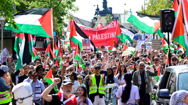 הפגנה פרו-פלסטינית בשוודיה, סטוקהולם, 14.6.25 (צילום: רויטרס)
