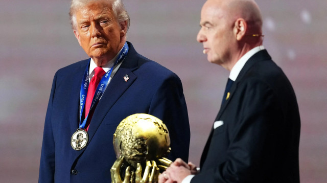 ג'אני אינפנטינו נשיא פיפ"א עם דונלד טראמפ נשיא ארה"ב, הגרלת מונדיאל 2026 (צילום: רויטרס)
