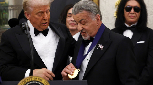 סילבסטר סטאלון ודונלד טראמפ (צילום: רויטרס)