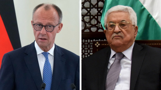 אבו מאזן, פרידריך מרץ (צילום: REUTERS/DEBBIE HILL/POOL)