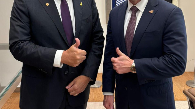 שגריר ארה"ב לאו"ם מייק וולץ ושגריר ישראל לאו"ם דני דנון (צילום: ללא)