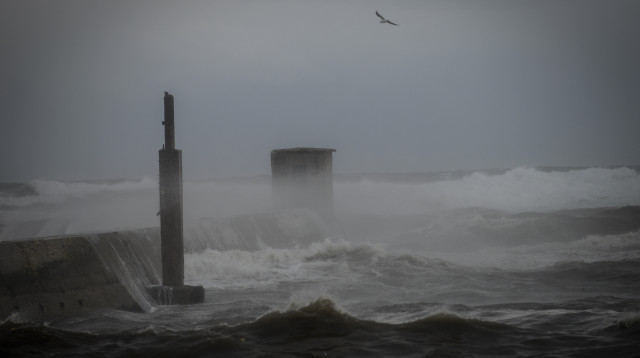 סערה בנמל תל אביב  (צילום: בן קלמר, פלאש 90)