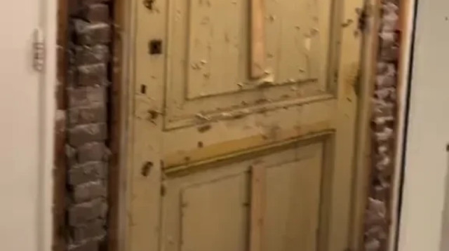 הדלת הנסתרת שנחשפה בבית החדש שרכשו (צילום: צילום מסך מתוך טיקטוק)