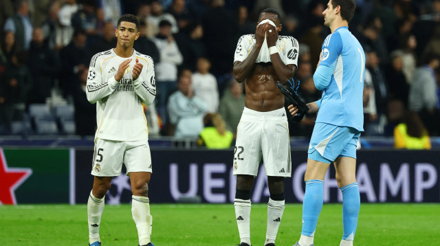 טיבו קורטואה, אנטוניו רודיגר, ג'וד בלינגהאם שחקני ריאל מדריד מאוכזבים (צילום: רויטרס)