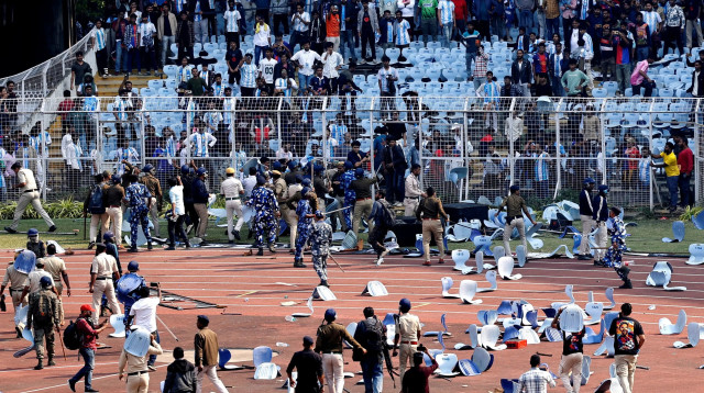 כאוס בביקורו של ליאונל מסי בהודו (צילום: רויטרס)