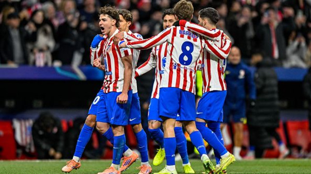 שחקני אתלטיקו מדריד חוגגים (צילום: BSR Agency)