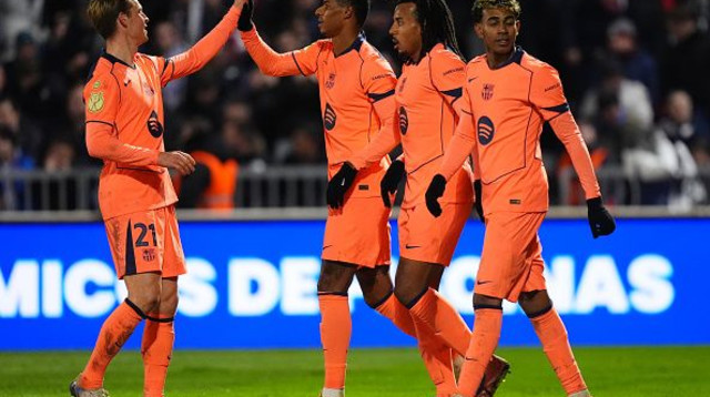 שחקני ברצלונה במשחק החוץ מול גוודלחרה (צילום: Angel Martinez / Stringer)