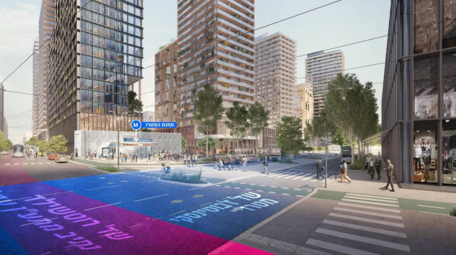 תחנת המטרו מתחם העירייה בפתח תקווה (צילום: הדמייה דרמן ורבקל אדריכלות)
