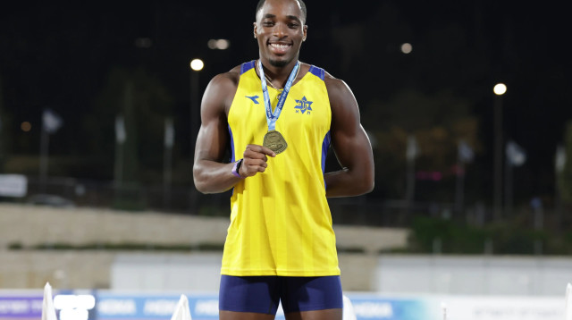 בלסינג אפריפה, אצן ישראלי לאחר שבירת השיא בריצה ל-100 מ' (צילום: אודי ציטיאט)