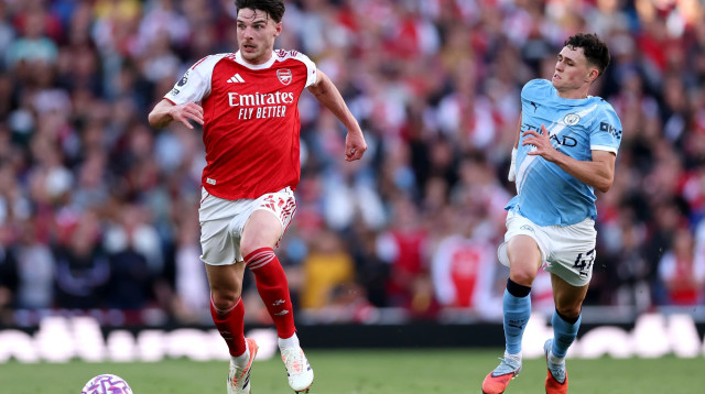 דקלן רייס שחקן ארסנל מול פיל פודן שחקן מנצ'סטר סיטי (צילום: GettyImages, Justin Setterfield)