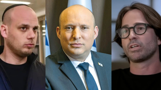 נפתלי בנט, שרוליק איינהורן, אלי פלדשטיין (צילום: אבשלום ששוני,אוליבייה פיטוסי, פלאש 90,צילום מסך כאן חדשות)