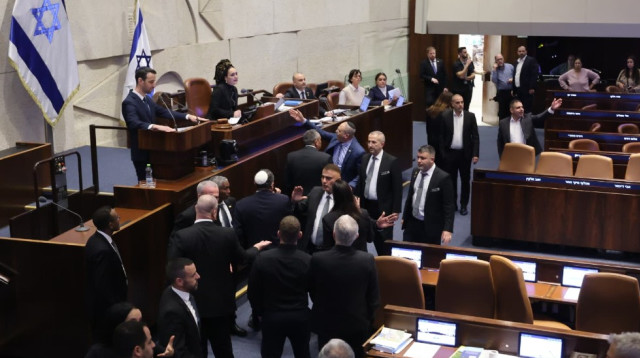 מהומה במליאה רגע לפני ההצבעה על חוק קלנר (צילום: מארק ישראל סלם)