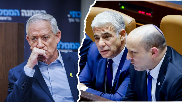 בני גנץ, נפתלי בנט, יאיר לפיד (צילום: אוליביה פיטוסי, פלאש 90,חיים גולדברג, פלאש 90)