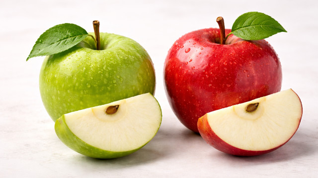 תפוח אדום ותפוח ירוק (צילום: AI)