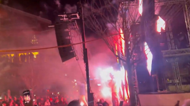 זירת הפיצוץ בבר בשוויץ (צילום: רשתות חברתיות, שימוש לפי סעיף 27 א')