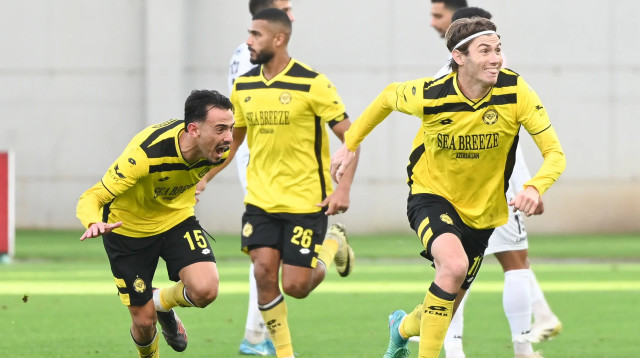 ווילסון האריס, שחקן מכבי נתניה חוגג שער (צילום: ברני ארדוב)