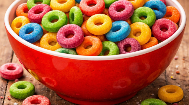 קערת דגני בוקר צבעוניים (צילום: AI)